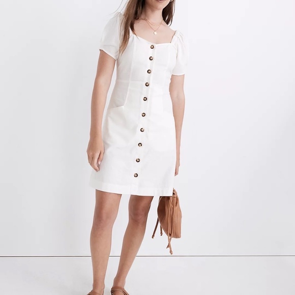 Madewell white linen dress sz 12 - Picture 8 of 13